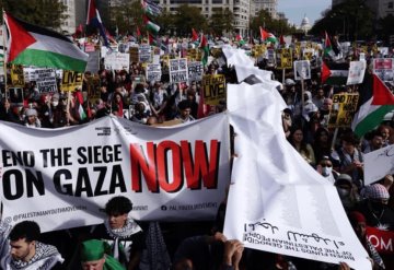 Manifestación en Washington, exigen alto al fuego en Gaza