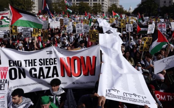 Manifestación en Washington, exigen alto al fuego en Gaza