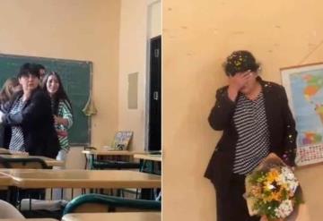 VIDEO: Alumnos fingen pelea en clase para felicitar a su maestra y se vuelve viral