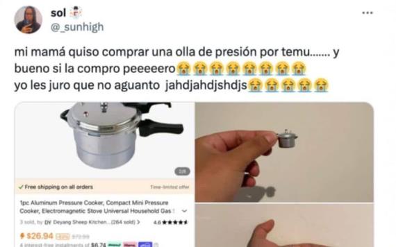 Una mamá compra olla de presión por Temu... y recibe una ¡de juguete!