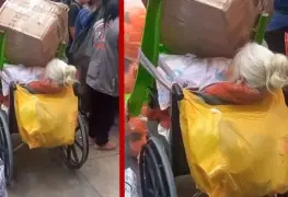 Video: Agarran de cargadora a abuelita con todo y silla de ruedas