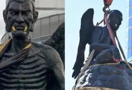 Retiran estatua con aspecto demoníaco en Bangkok; dejaban ofrendas y rezaban ante ella