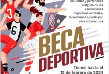 Convoca Gobierno de Centro a obtención de Becas Deportivas 2024