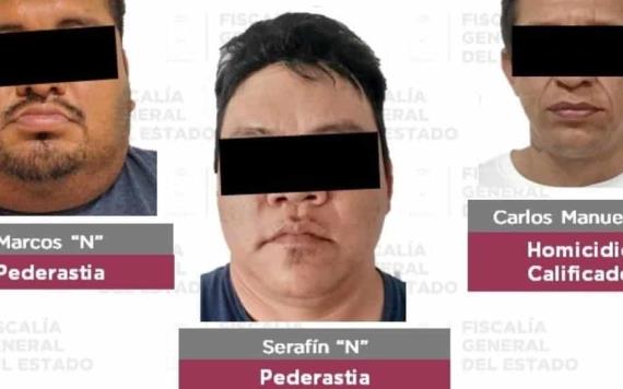 Detiene FGE a cinco presuntos responsables de homicidio, pederastia, lesiones y violencia familiar