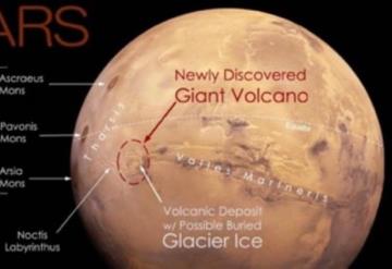 Descubren volcán gigante en el ecuador de Marte