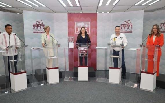 Uno propuso y los otros atacaron; debate entre candidatos a la gubernatura de Tabasco