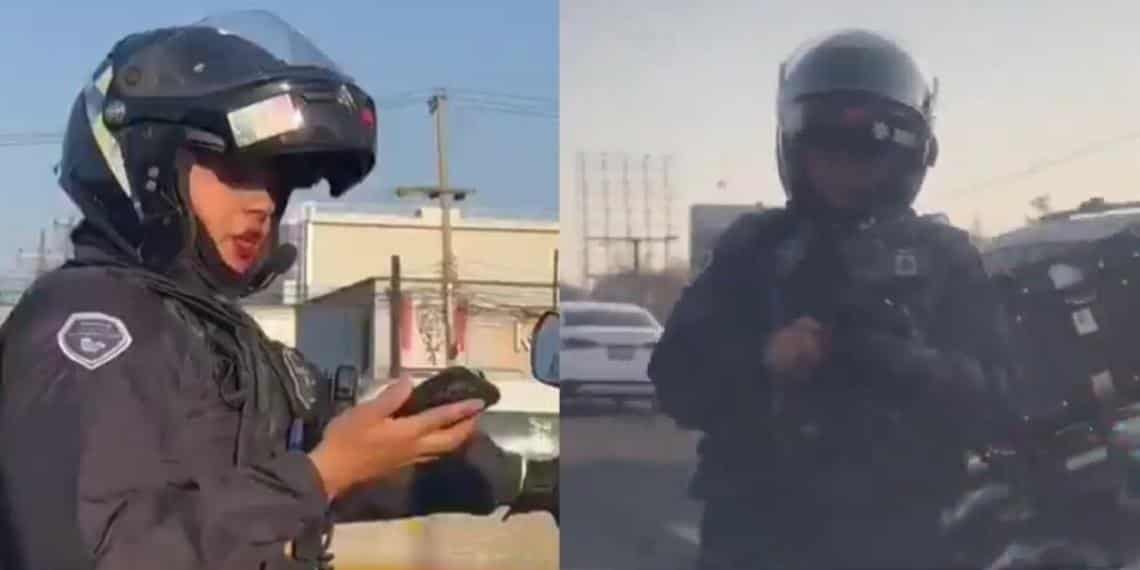 ¿Y a ellos quien los multa? Captan a policía usando su celular mientras maneja una moto en Jalisco