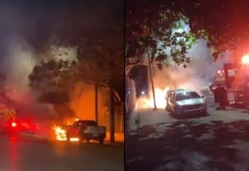 Queman 3 autos frente a oficinas de la Secretaría de Seguridad en Villahermosa, Tabasco