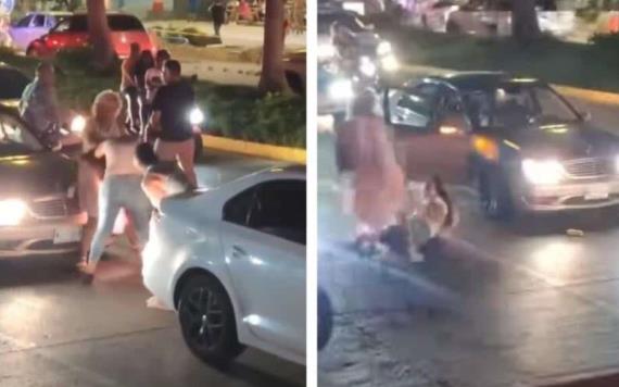 Se arma batalla campal entre 2 mujeres y 2 hombres en  avenida de Acapulco