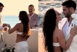 Santiago Giménez se casó con Fernanda Serrano y presumen su boda en redes sociales