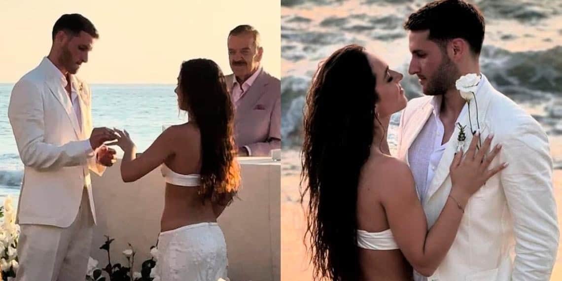 Santiago Giménez se casó con Fernanda Serrano y presumen su boda en redes sociales