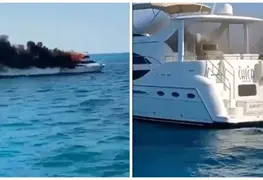 Yate con pasajeros se incendia entre Canc&uacute;n e Isla Mujeres