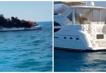 Yate con pasajeros se incendia entre Cancún e Isla Mujeres
