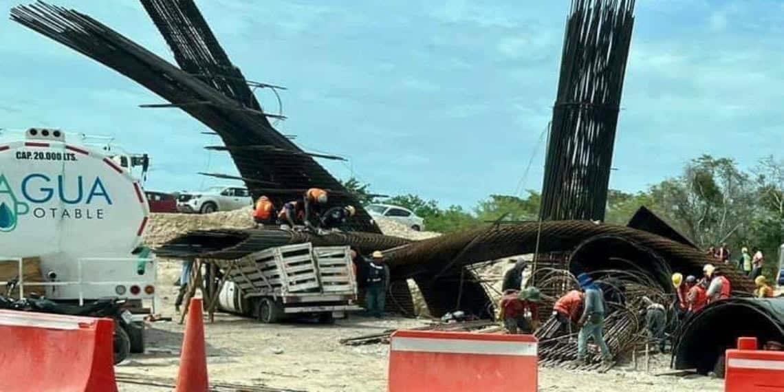 Accidente en el Tren Maya en Chetumal, Quintana Roo, por las lluvias