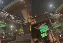 Video: Captan cruzando en auto por puente peatonal a un conductor en Edomex