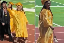 Joven se cae en su graduación y ninguno de sus amigos la ayudaron: No valen nada