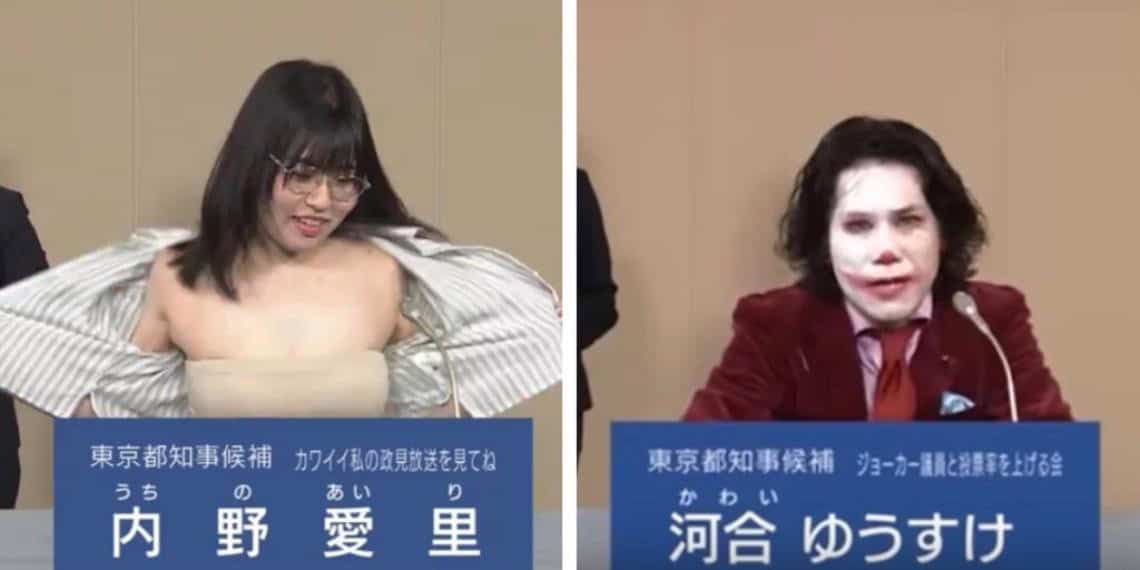"¿Creen que soy sexy?": un desnudista y un imitador del Joker están compitiendo por la gubernatura de Tokio.