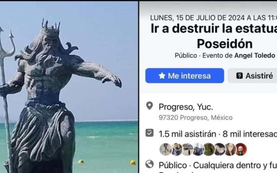 Huracán Beryl: ante su llegada a Yucatán, organizan en redes sociales destrucción de estatua de Poseidón