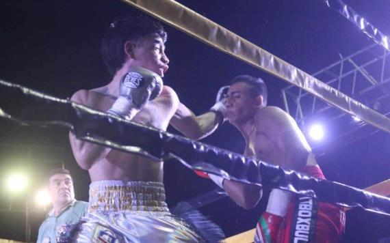 El boxeador tabasqueño Christian Ruiz Rico debutó con un estupendo nocaut en la función de boxeo en el Parque La Choca