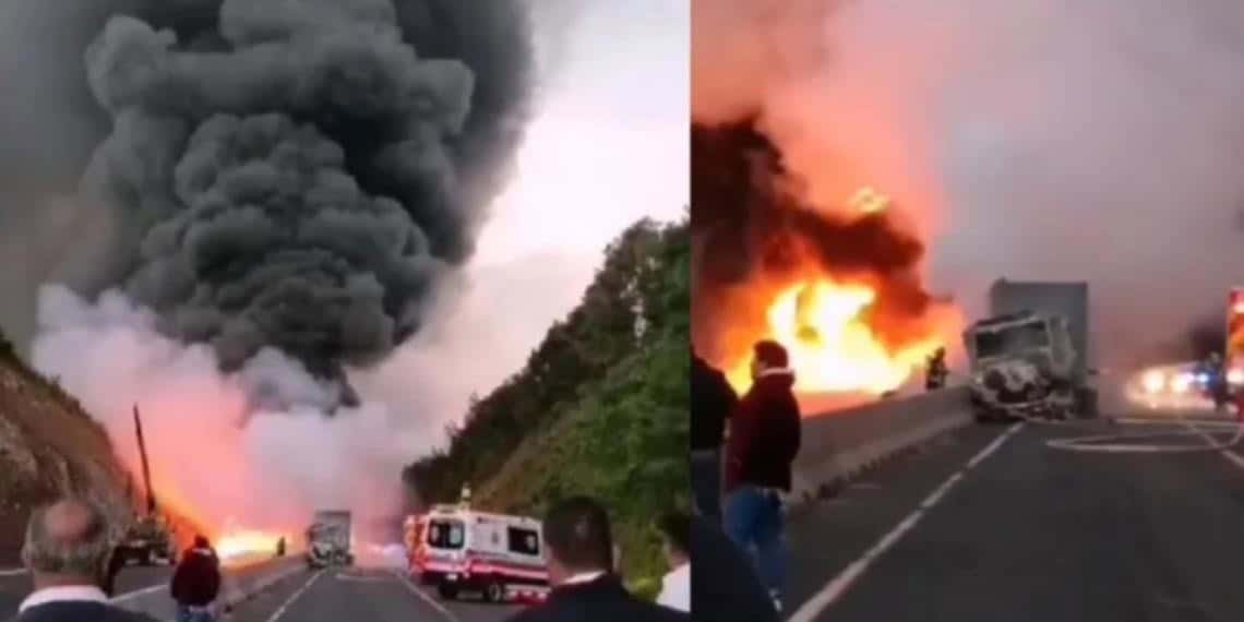 Camión cargado de combustible se incendia sobre Autopista Siglo XXI de Michoacán