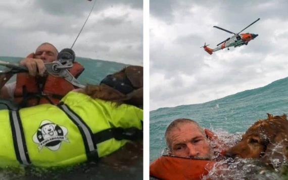 Salvan a hombre y su perro del mar durante paso de Helene en EU