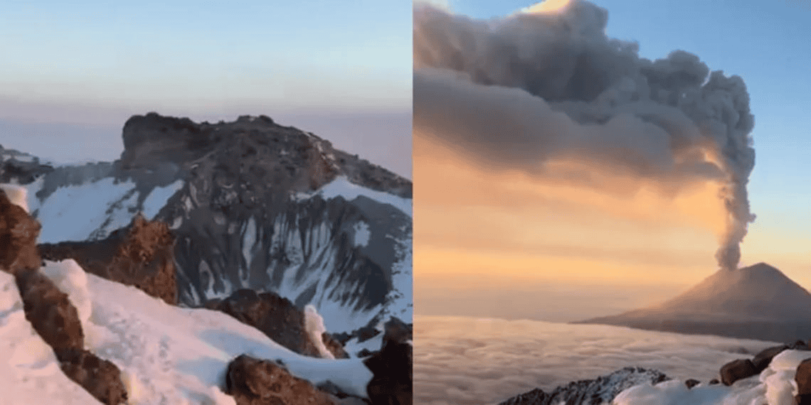 Así es la impresionante vista del volcán Popocatépetl desde Iztaccíhuatl | VIDEO