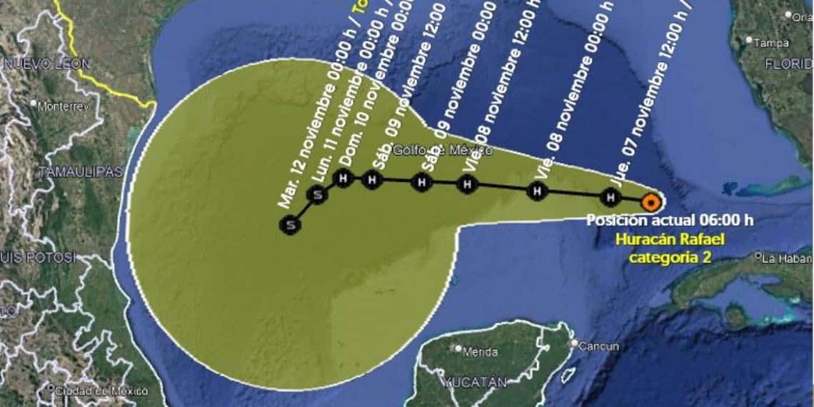 ¿Tocará tierra? Huracán Rafael cambia de trayectoria y ahora se dirige a costas de México