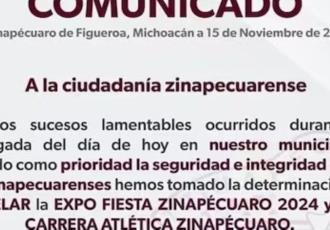 Suspenden Expo Fiesta en Zinapécuaro.