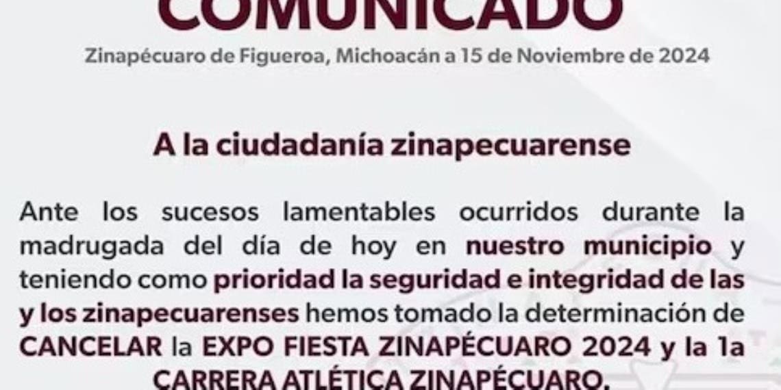 Suspenden Expo Fiesta en Zinapécuaro.