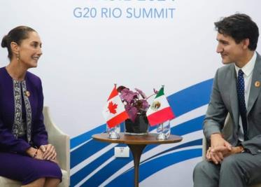 Sheinbaum sostiene encuentro con Trudeau en Cumbre G20; reconocen resultados del T-MEC