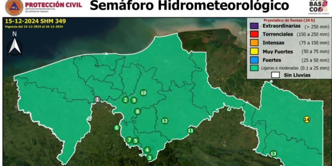 Lluvias moderadas persistirán en Tabasco