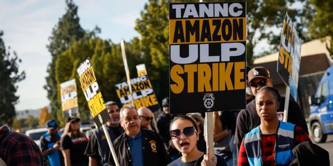 Los trabajadores de las plantas de Amazon en Estados Unidos se declaran en huelga durante los días navideños.