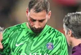 De esta manera quedó el rostro de Donnarumma después de la impactante patada.