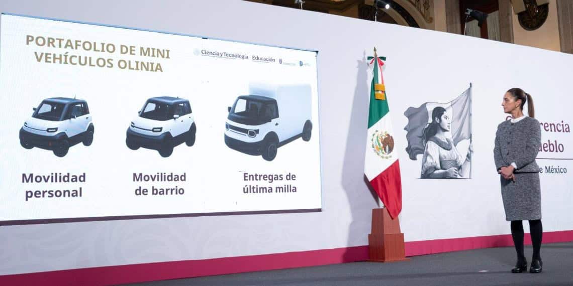 Presidenta Claudia Sheinbaum presenta Olinia, primera armadora mexicana de mini vehículos eléctricos desarrollados en México