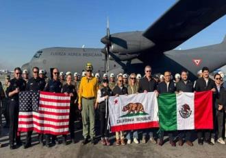 Llega delegación mexicana a Los Ángeles para combatir incendios; gobernador de California agradece a  ala presidenta Claudia Sheinbaum