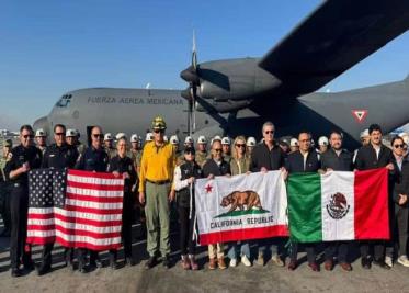 Llega delegación mexicana a Los Ángeles para combatir incendios; gobernador de California agradece a  ala presidenta Claudia Sheinbaum