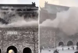 Se desploma techo en China.