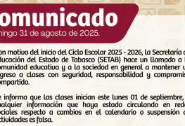 Inicio del Ciclo Escolar 2025 - 2026 con seguridad en Tabasco