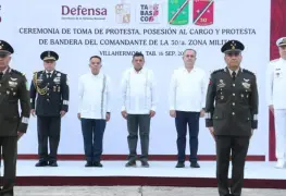 Gobernador Javier May Rodríguez atestigua Toma de Posesión del General Jesús Alejandro Adame Cabrera