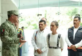 Claudia Sheinbaum y Javier May supervisan obra