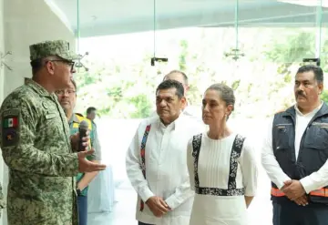 Claudia Sheinbaum y Javier May supervisan obra