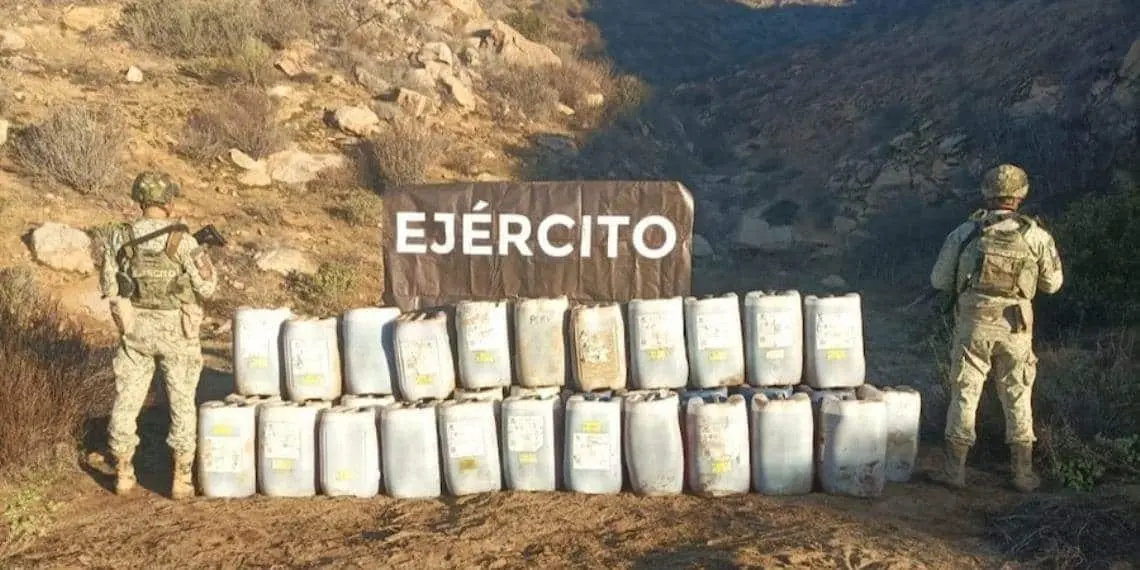 Hallan químicos para 2 toneladas de metanfetaminas en Ensenada