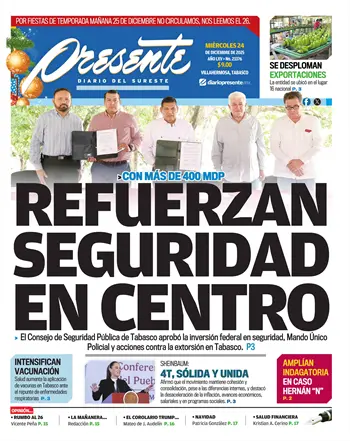 Portada del D&iacute;a Edici&oacute;n Impresa