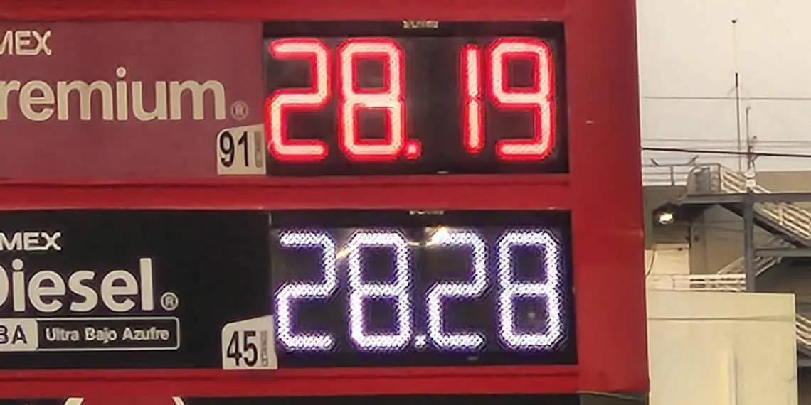 Sube litro de diésel casi a 29 pesos