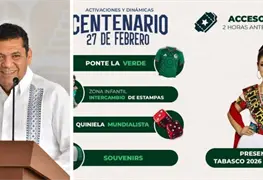 Gobernador Javier May anuncia transmisi&oacute;n gratuita del partido M&eacute;xico-Sud&aacute;frica en el Centenario