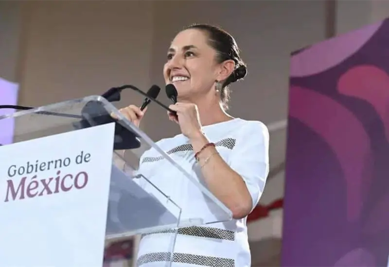 Claudia Sheinbaum Pardo junto a l&iacute;deres en final de la Copa Mundial 2026